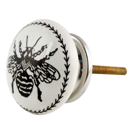 Black Bumble Bee Flat Ceramic Cabinet knobs